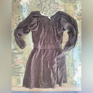 Linen blend black dress